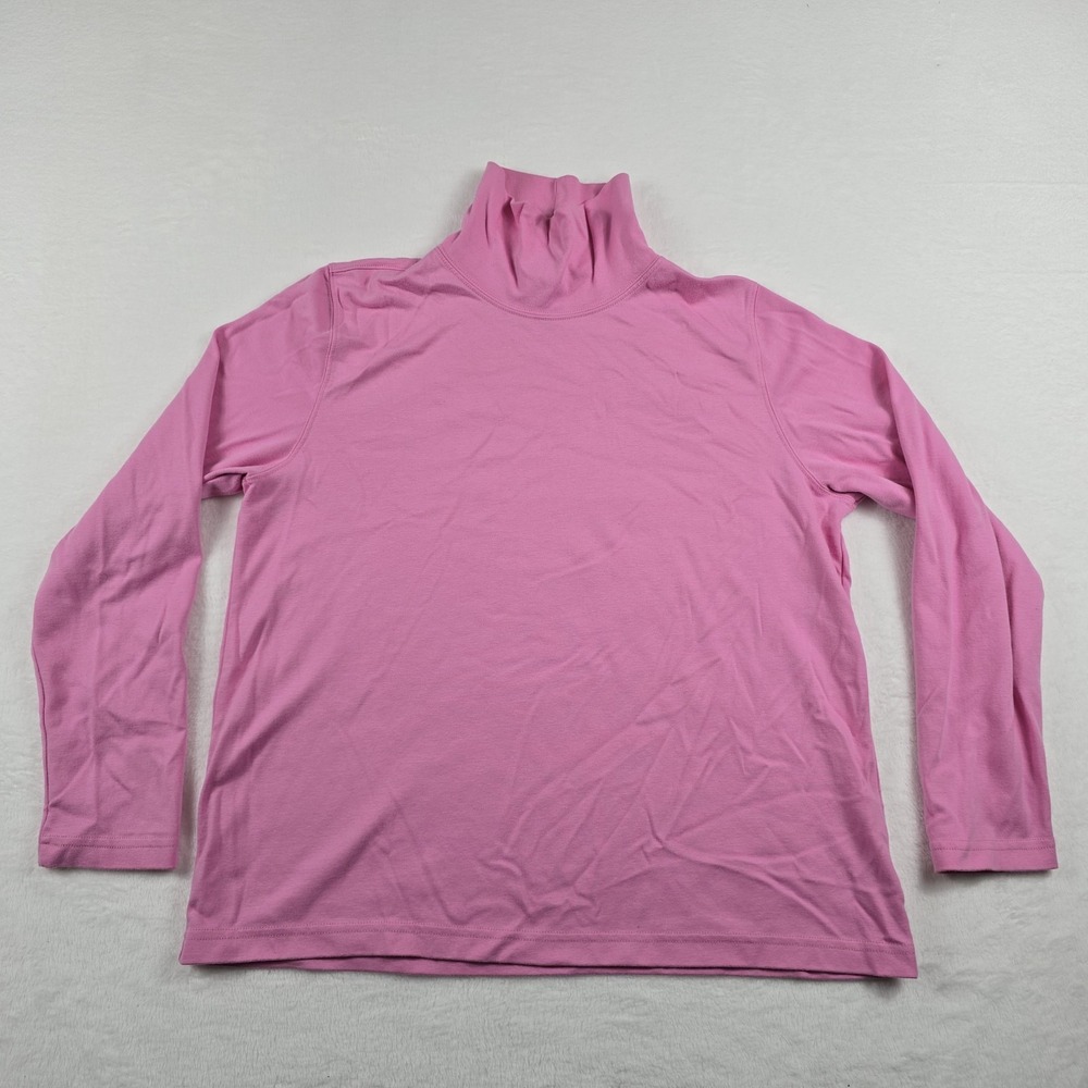 Lands End Pink Cotton Turtleneck Long Sleeve Shirt Regular Large 14-16 RN62830
